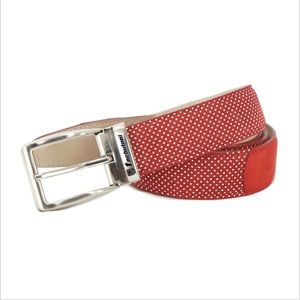 MEN'S BELT RED MINI DOTS NUBUCK